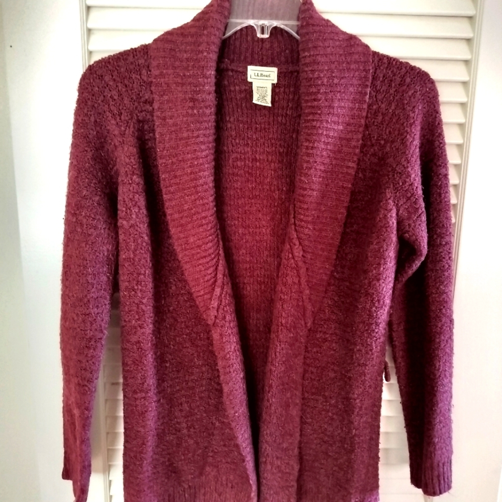 LL Bean Shawl Collar Women's Cardigan Size Small Cranberry